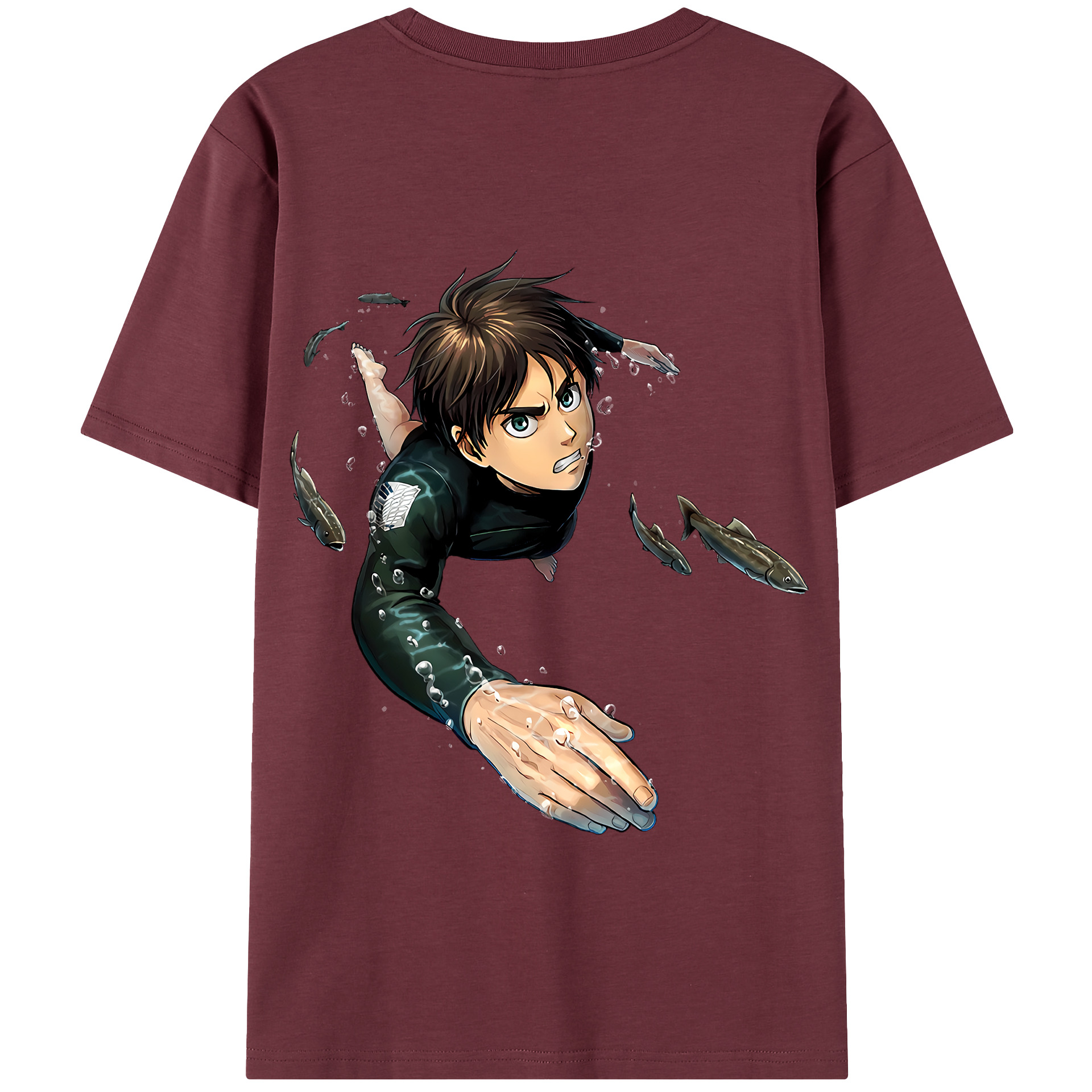 （画像用） 進撃の巨人 エレン･イェーガー Attack on Titan Eren Jäger 綿100％半袖Tシャツ（背面プリント）